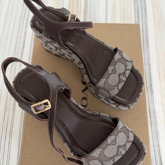 NWB Women's Coach Signature Gale Wedge Sandal Espadrille Maple US 5B /EUR 35.5B - Picture 6 of 6